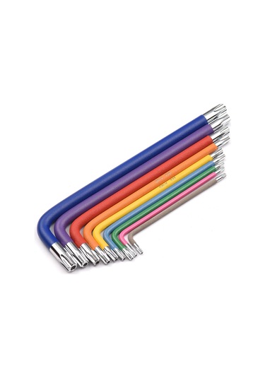 9 Parça Çok Renkli L Anahtar Seti Torx Anahtar Yıldız Anahtar Seti Uzun Kol Endüstriyel Kalite Krom Vanadyum Çeliği Torx Anahtar Allen Anahtarı