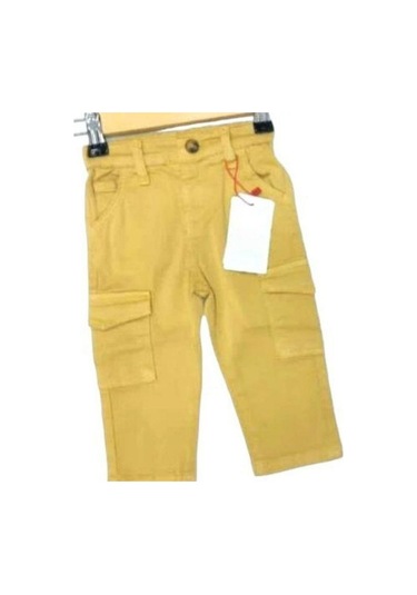 Erkek Bebek Cep Detaylı Kargo Pantolon-13592 Hardal