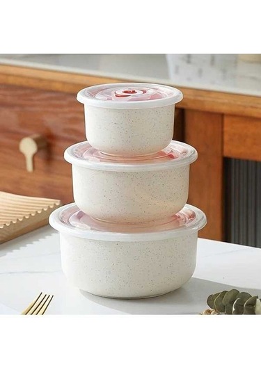 Trendooze Gaojunshop01 Bej 3lü Hava Geçirmez Yığılabilir Gıda Saklama Kabı Seti Mutfak Organizasyon İçin Sakinlik Bej