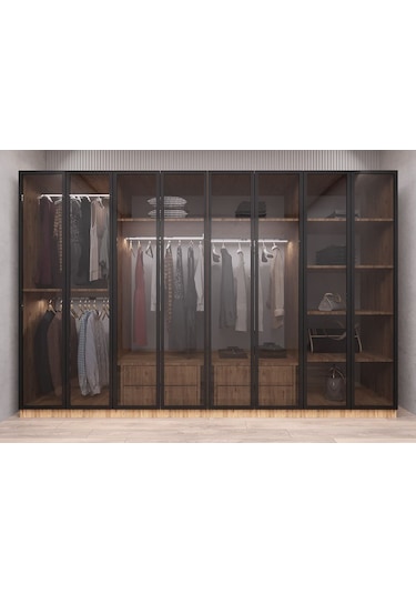 Dante Reflekte Cam 8 Kapaklı Gardırop Montaj Dahil Çam 280 Cm
