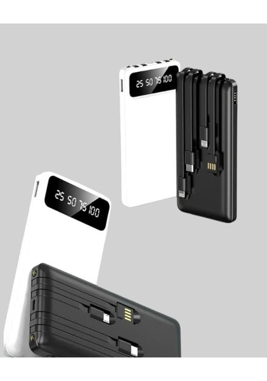 Bfs Led Işıklı 20.000mah Powerbank Lcd Gösterge Dahili Çoklu Kablo Çok Renkli