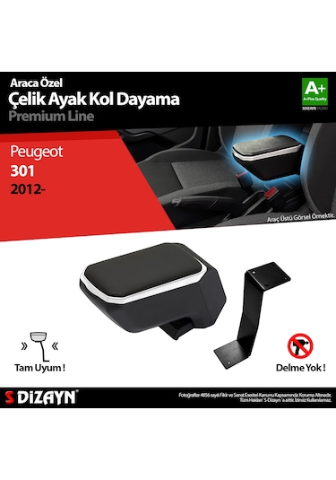 S-Dizayn Peugeot 301 Kol Dayama Kolçak Çelik Ayaklı ABS Gri 2012