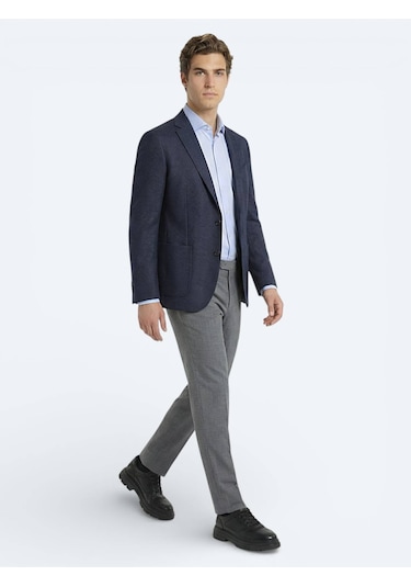 Kip Renkli Mikro Modern Fit Yün Karışımlı Ceket Renkli