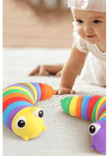 Söktak Eğlenceli Stres Ve Anksiyete Giderici Montessori Renkli Tırtıl Eğitici Oyuncak 1 Adet
