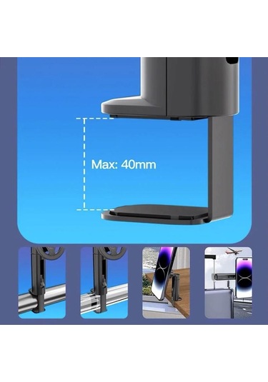 Zhltools Magsafe Uyumlu Masa Koltuk Klipsli Manyetik Telefon Tutucu Siyah