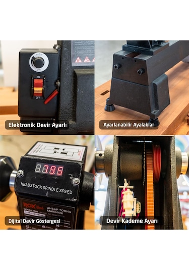 Row Wood 0179 750 W Devir Ayarlı Ahşap Torna Makinesi