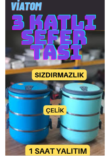 Yemek Sefer Tası 3 Katlı Sızdırmaz Yemek Termosu