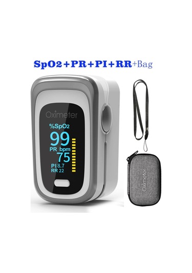 Kiuzou Tıbbi Taşınabilir Parmak Pulse Kan Oksijen Nabız Doygunluk Ölçer Ole 130rb03 Silver White