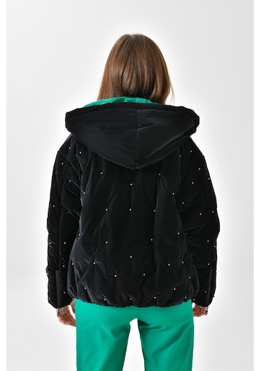 Ftz Women Kadın İnci Detaylı Mont Siyah Rbn4047-siyah Siyah