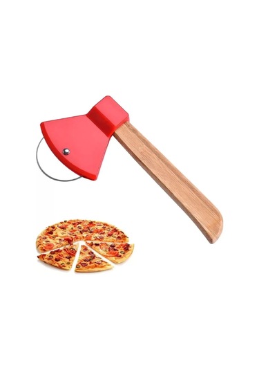 Pizza Kesici Bambu Saplı Balta Görünümlü Oval Kesici Royaleks-ra-311