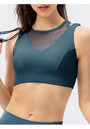 Geeroyoo Kadınlar İçin Yoga Sporcu Sütyeni, Çıkarılabilir Pedli, Arkadan Tokalı, Deniz Mavisi, S/4 Beden Koyu Mavi
