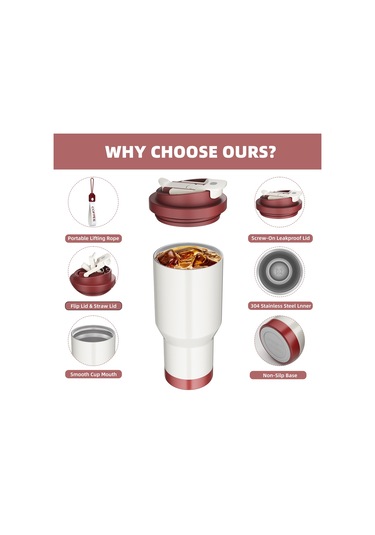 Sones Paslanmaz Çelik Araba Kahve Kupası Çift Duvarlı Vakumlu Soğuk Tutma Yalıtımlı Kupa Boyun Askılı, Kapasite: 600ml