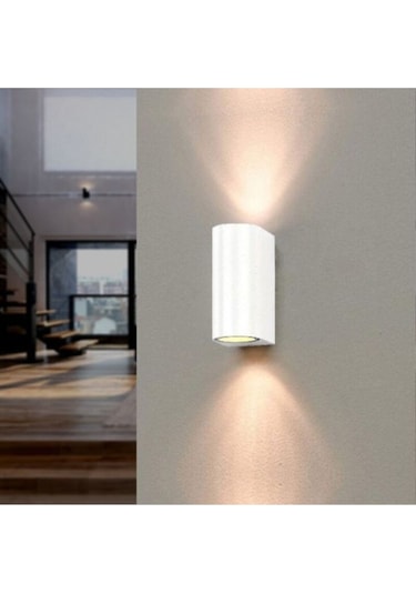 Amber Işık Ledli Iç Ve Dış Mekan Dekoratif Çift Yönlü Duvar Apliği Siyah