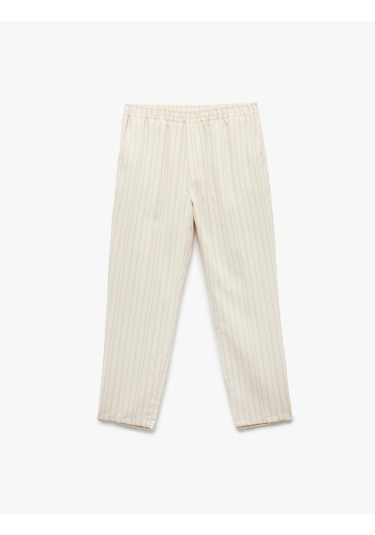 Koton Regular Fit Cep Detaylı Pamuklu Beli Lastikli Pantolon Bej 5sam40166hw Ekru