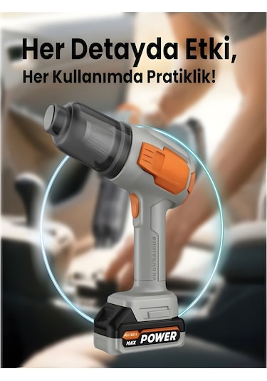 20000pa 120w Güçlü Emişli Çift Bataryalı Kablosuz Vakumlu Üflemeli Mini Araç Süpürgesiv -