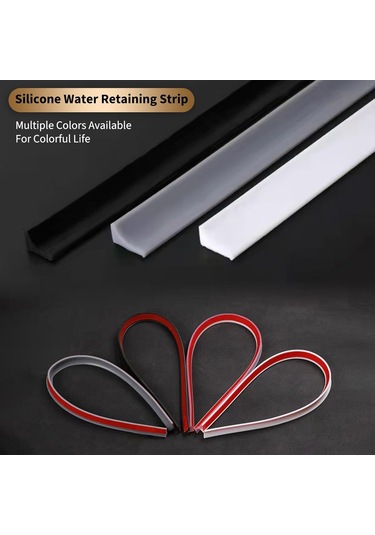 Moveevo Beyaz Otomatik Yapışkan Duş Engeli - 2 Metre Katlanabilir Islak/kuru Ayrımı Suda Tutan Bar Beyaz