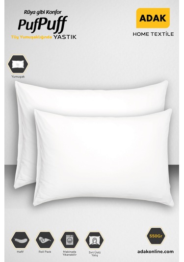Adak Puf Puff 2li Roll Pack Elyaf Yastık Seti 50x70 Cm