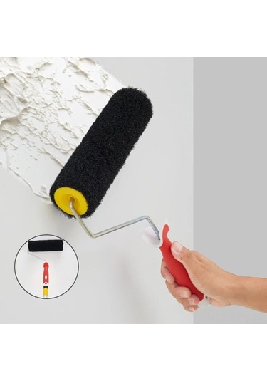 Symbee Siyah Nilon Duvar Teke Roller Fırça - Çizgi Dokulu, Esnek, Çok Fonksiyonlu Boya Ve Teke Uygulama Aracı 36x23.5 Cm