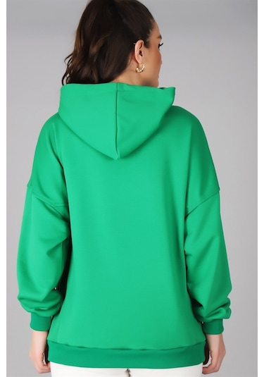 Sweetness Kadın Yeşil Kapüşonlu Sweatshirt Yeşil