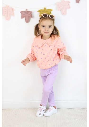 Harika Kids Kız Çocuk Orta Kalınlıkta Taytlı Takım Pembe