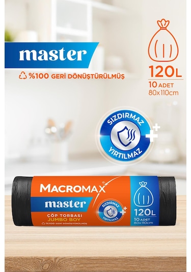 Macromax Master Çöp Torbası Jumbo Boy 10'lu X 4 Adet