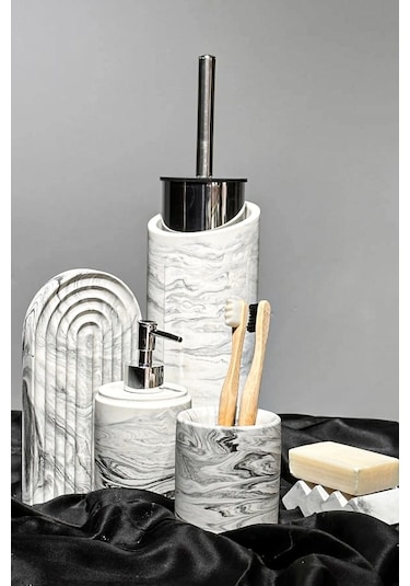 Betonmall Marble Serisi Mermer Efekt Beton Banyo Seti Gri