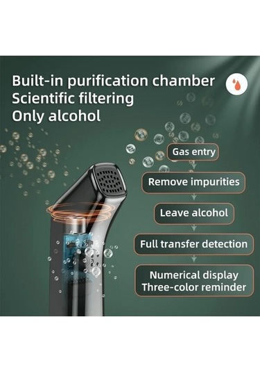 Createtech Yüksek Hassasiyetli Temiz Alkollü Nefes Test Cihazı Alkolmetre Usb Şarj Edilebilir C07