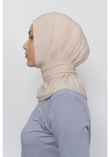 Çıtçıtlı Hazır Eşarp Hijap Krem