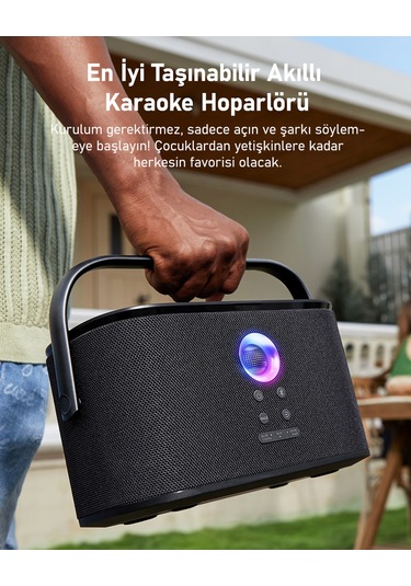 Ikarao Partybox Shell S2 140w Karaoke Bluetooth Hoparlör Seti, 8" Dahili Tablet, 2 Kablosuz Mikrofon
