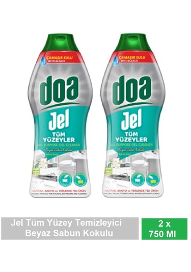Doa Jel Tüm Yüzey Beyaz Sabun Kokulu Yüzey Temizleyici 750 Ml X 2 Adet 2'li Set
