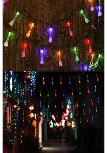 Trendpoint Solar 30 Ledli Su Damlası Model 8 Modlu Güneş Enerjili Çok Renkli