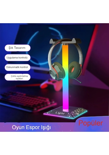Rgb Gaming Kulaklık Standı Led Aydınlatma Usb Type-c Giriş 10renk