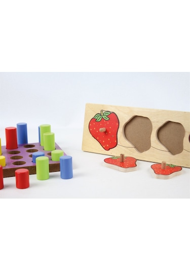Ahşap Büyükten Küçüğe Sıralama Daktilo-Çilekli Puzzle