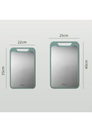 Moveevo 304 Çelik Yeşil Çift Taraflı Kesme Tahtası, 40x25cm Büyük Boy, Hamur Ve Sebze İçin Çok Amaçlı Kullanim Yeşil