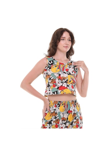 Çizgi Film Karakterli Crop Pantolon İkili Takım-438-çok Renkli Çok Renkli