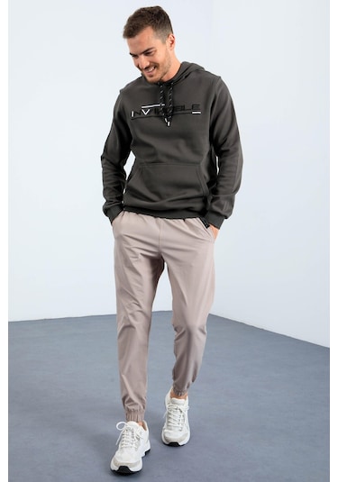 Tommy Life Haki Kanguru Cep Standart Kalıp Kapüşonlu Erkek Sweatshirt - 87883 Haki