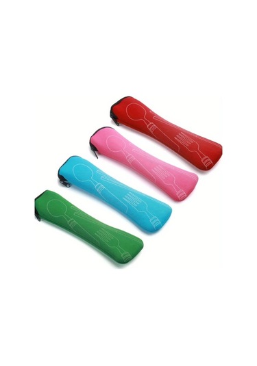 Chuangyinshop Mavi Fermuarlı Sızdırmaz Çatal Bıçak Organizer Çantası Kamp Ofis Seyahat Mavi 1 Adet