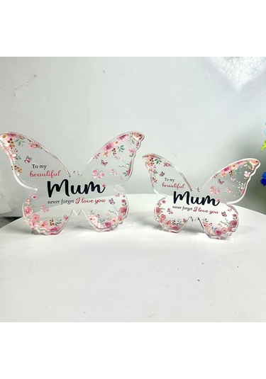Dianziye Annem Günü Özel Akrilik Kelebek Dekoratif Masaüstü Figürü - Sevgi İçin Yenilikçi Hediyelik 12.7x9.5x1.5cm Dayanıklı Malzeme