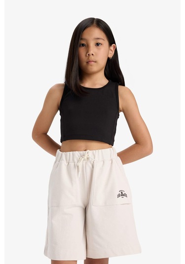 Defacto Kız Çocuk Beli Lastikli Basic Düz Şort B0847a825hser85 Ekru