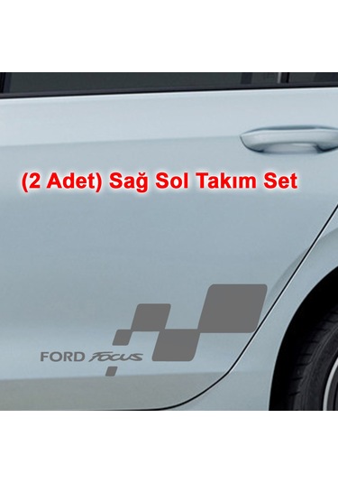 2 Adet Ford Focus Sticker - Kapı Altı Sticker - 50cm X 20cm - Gri