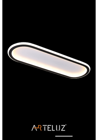 Uzun Elips Model Modern Plafonyer Avize 50x16 Cm Siyah
