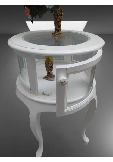 Bengimobilya Gümüşlük Yuvarlak Model Leylek Bacak Parlak Beyaz Kayın Lükens As