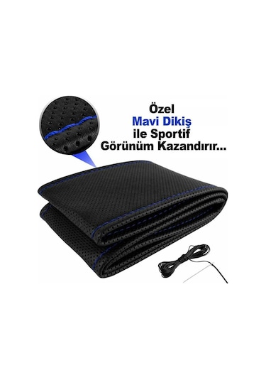 Direksiyon Kılıfı Deri Dikişli Noktalı Düz Dikmeli Direksiyon Kılıfı