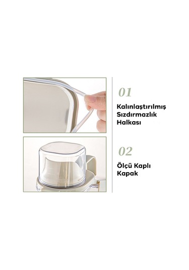 Ezere Nem Geçirmez Büyük Kapasiteli Pratik Ölçü Kaplı Baharat Ve Tahıl Kavanozu 2800ml Beyaz