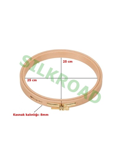Nurge 8mm Vidalı Ağaç Kasnak - No:6 Nakış Kasnağı - 250mm - 8mm