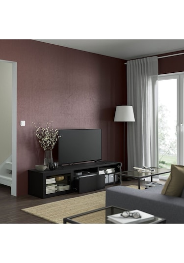 Tv Sehpası, Venge-siyah-kahverengi-şeffaf Cam, 180x42x39 Cm, Lappvıken/sındvık, Çıt Çıt Raylı Siyah Tv Sehpası, Venge-siyah-kahverengi-şeffaf Cam, 180x42x39 Cm, Lappvıken/sındvık, Çıt Çıt Raylı Siyah