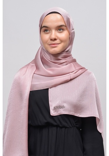 Altobeh Janjan Şık Parlak Saten Dokulu Kadın Tesettür Abiye Şifon Şal - Koyu Pembe