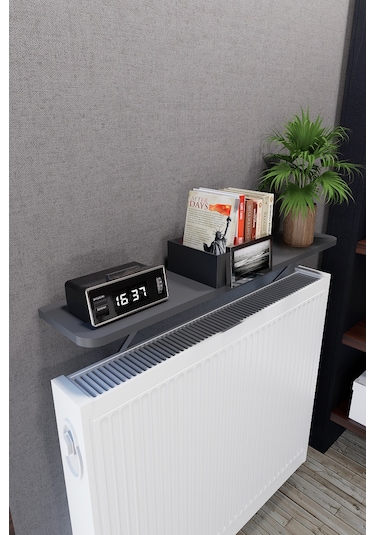 Mirobi Soravel Petek Üstü Uçan Raf Dresuar Kalorifer Peteği Rafı Antrasit