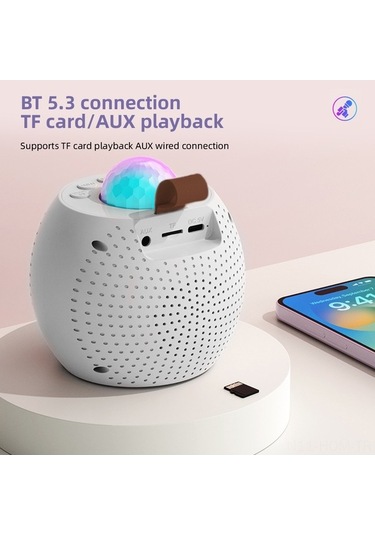 Besthome1 Beyaz Led Işıklı Bluetooth Hoparlör, Mikrofonlu Ktv Seti - Ev Ve Parti İçin Mükemmel