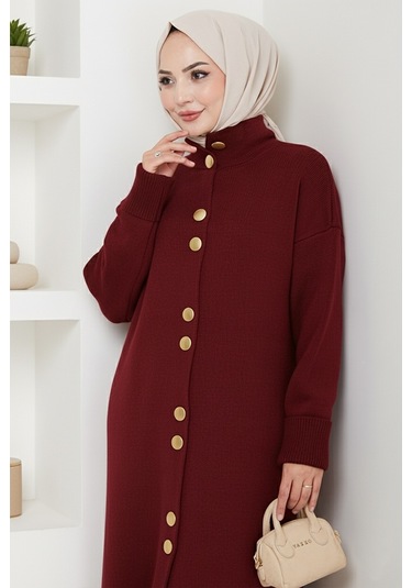 Reha Düğmeli Triko Hırka 1603 - Bordo Bordo